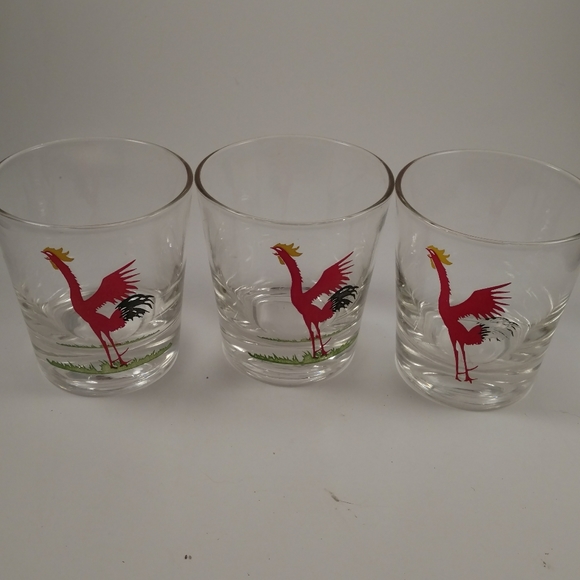 Unk Dining Vintage Rooster Low Ball Drink Glasses Poshmark